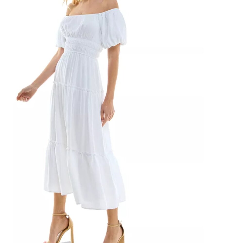 Francesca’s Trixxi White Tiered Dress Size M - Picture 3 of 8